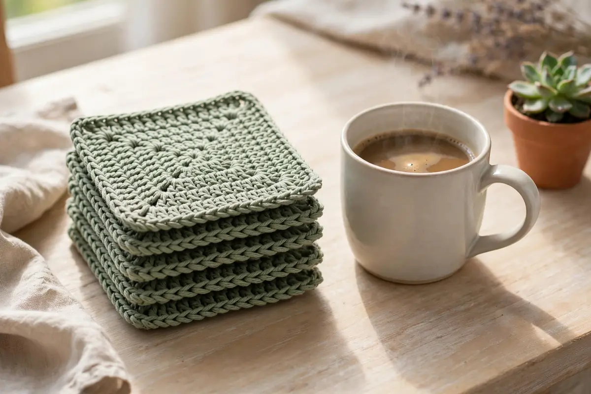 Square crochet coaster pattern for beginners