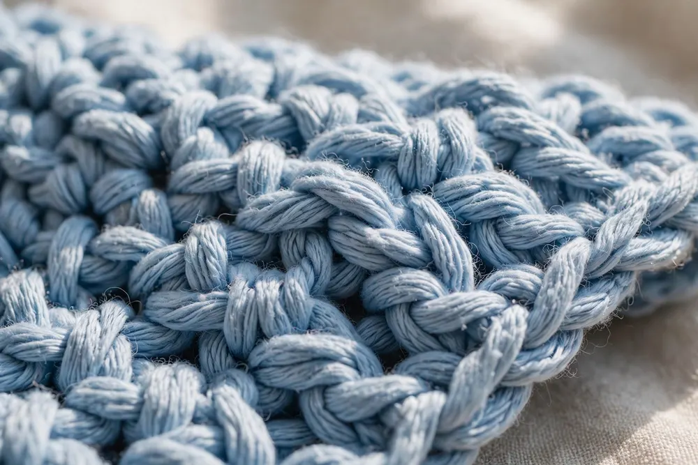 Close-up of half double crochet dishcloth texture