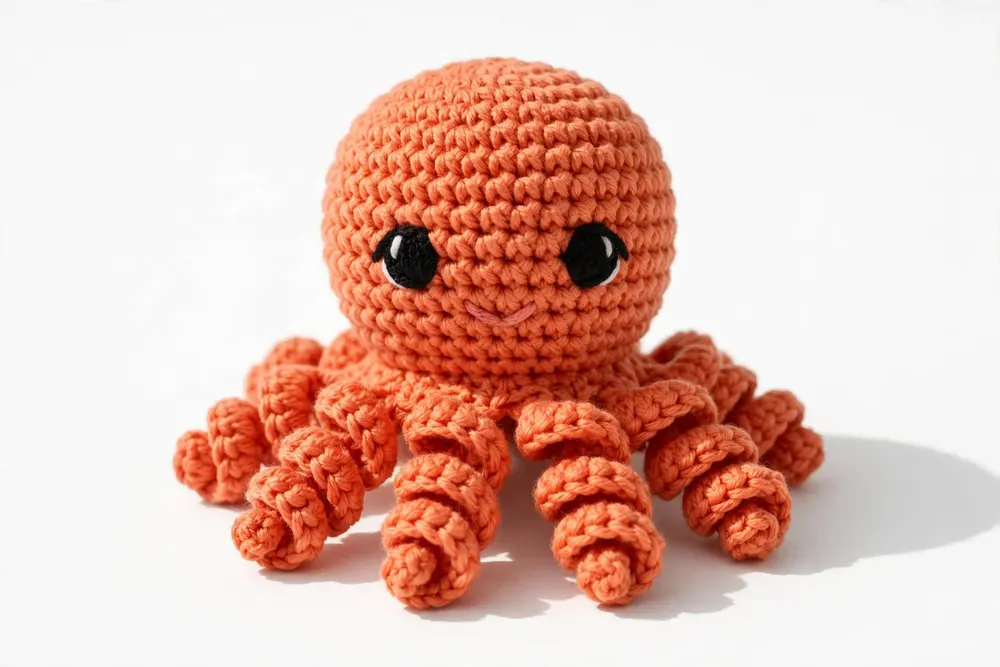 Finished easy amigurumi crochet octopus